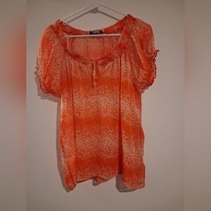 Forever 21 Orange and White Patterned Blouse